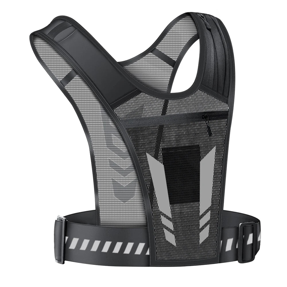 Reflective Running Phone Holder Vest for Men and Women, Jogging, Walking, Exercise,Gym, Workout, 1Pc Adjustable Strap Key Pocket