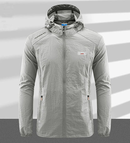 Summer Men Hiking Fishing Cycling Hooded Gym Sport Windbreaker Ultra Light Coat Men Outdoor Quick Dry Sun-Protective Thin Jacket