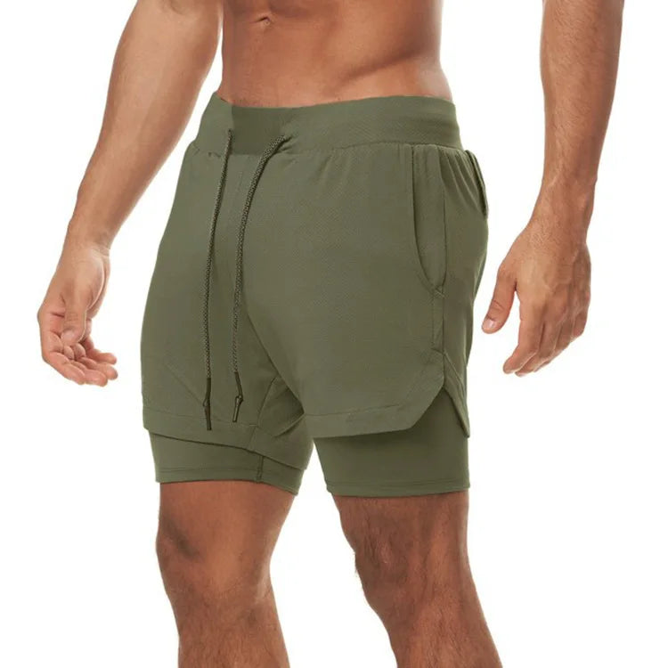 Camo Running Shorts Men Gym Sports Shorts 2 In 1 Quick Dry Workout Training Gym Fitness Jogging Short Pants Summer Men Shorts