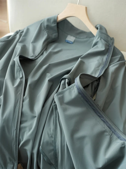 Summer UPF50+ Men's Jacket UV Protection Ice Silk Skin Coats Breathable Quick Dry Stretch Nylon Sunscreen Windbreaker Jackets