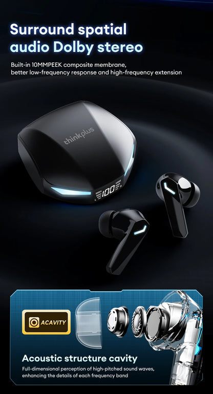 Original Lenovo XT53 Earphone Wireless Upgrade Bluetooth 5.4 Headphones Noise Reduction LED Earbuds Low Latency Gaming Headset