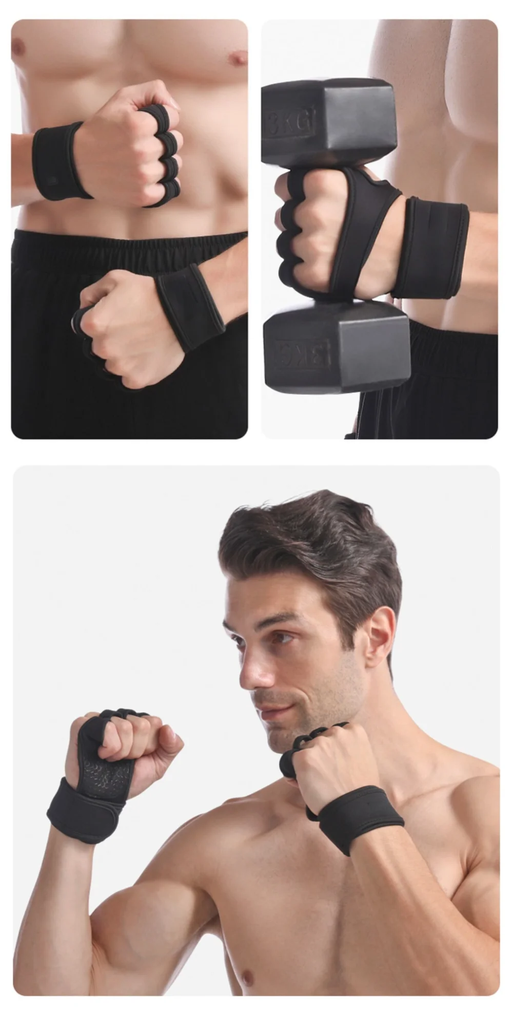 Half Finger Training Sport Gloves For Men Women Workout Fitness Body Building Weightlifting Gym Hand Wrist Protector Dumbbells
