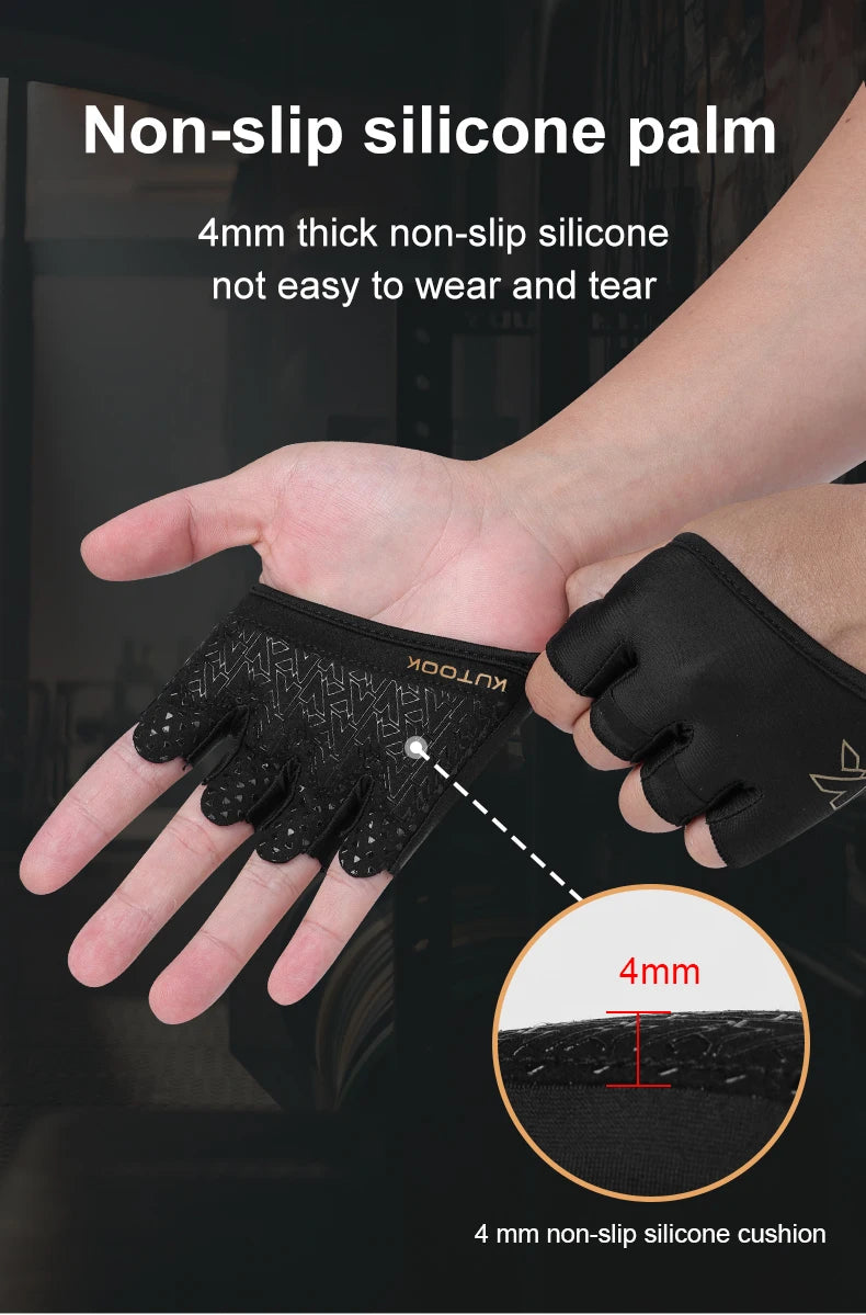KUTOOK Men's And Women's Fitness Four Fingers Gloves Breathable Anti-slip Shock Absorption Yoga Dumbbell Cycling Sports Gloves