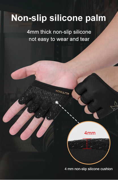 KUTOOK Men's And Women's Fitness Four Fingers Gloves Breathable Anti-slip Shock Absorption Yoga Dumbbell Cycling Sports Gloves