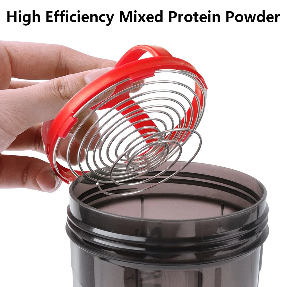 1pc Protein Shaker Bottle Portable 16oz Powder Shake Cup 3 Layers  Shaker Protein Bottle with 3oz twist-off cups & pill tray
