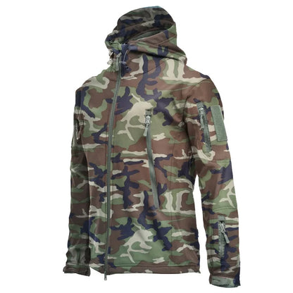 2024 new Multiple pockets Outdoor Sharkskin Softshell Rushing Jacket Suit Men's Fan Windproof Padded Mountaineering Jacket