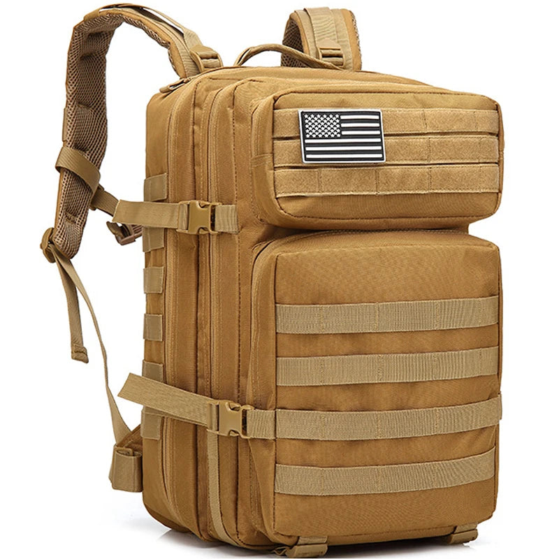 45L Tactical Backpack Outdoor Traveling Bag Fitness MOLLE Backpack School Pack GYM EDC Hiking Rucksack Witch Bottle Holder