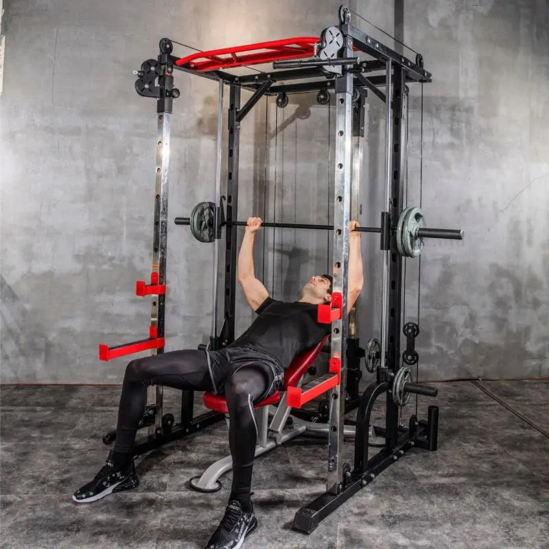 Multi Functional Smith Machine Home Gym Cable Crossover Machine Strength Training Squat Rack Exercise Equipment