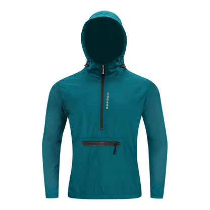 WOSAWE Cycling Windproof Jacket Lightweight Men Breathable Reflective Hooded Bike Jacket Half Zipper Outdoor Sport Windbreaker
