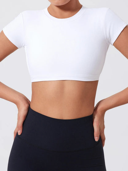 Hearuisavy Sports Shirts Workout Tops Fitness Activewear Female Quick-Dry Yoga Clothes Sport Crop Tops Backless Gym Top Women