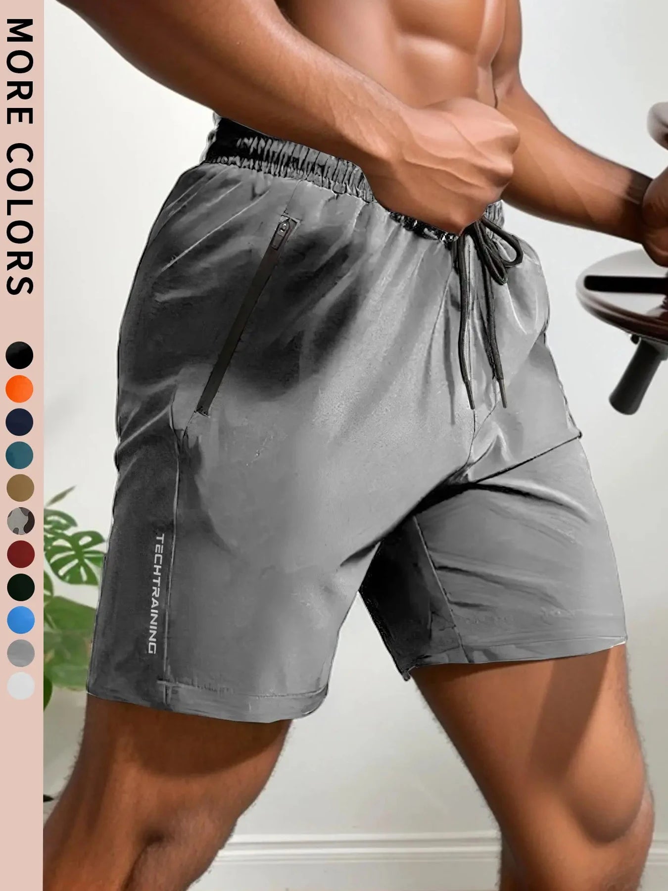 Men's Bottoms for Summer Gym Workout Running Cycling,Quick Drying Breathable Drawstring Waist Sports Shorts 2-0428