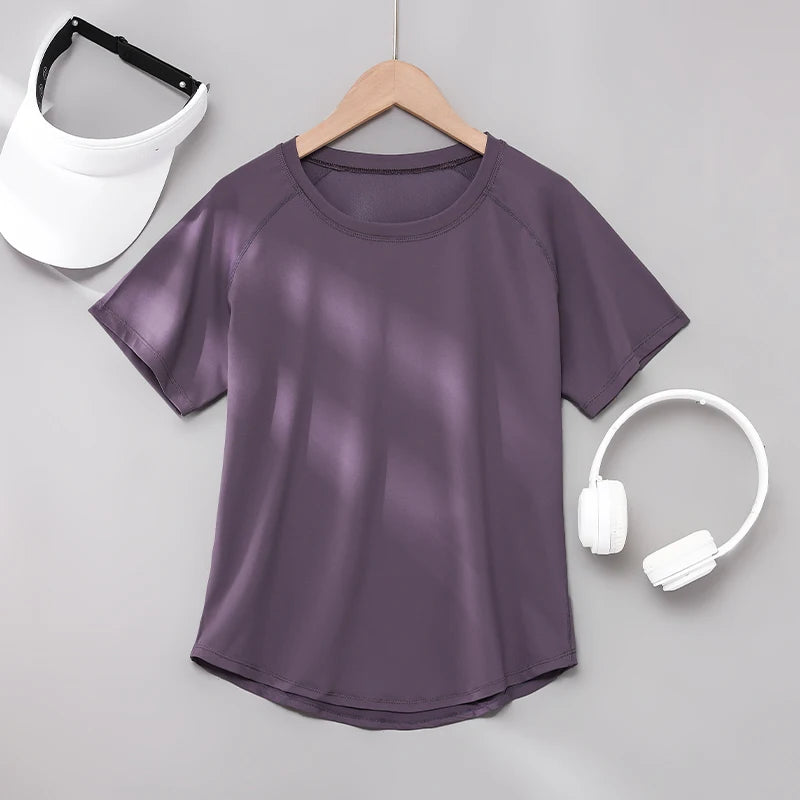 DRUR Yoga Tops Sportswear Woman Gym Shirts Breathable Quick Dry Short Sleeve Workout T Shirt Jogger Running T Shirt Yogawear New