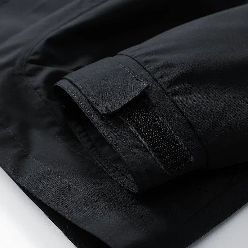 Waterproof Camping Jacket Men Outdoor Softshell Zip Up Hooded Cargo Jacket Man Windbreaker Hiking Coat Lightweight Spring Autumn