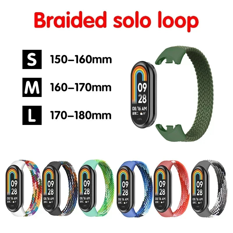 Nylon Braided Solo Loop for xiaomi Mi band 9 8 Strap Watchband NFC Watch Bracelet smart Miband belt correa on Mi band 7 6 5 4 8