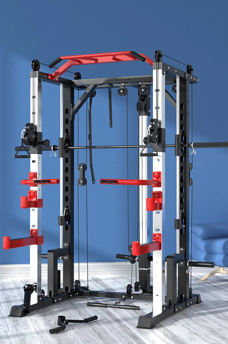 Multi Functional Smith Machine Home Gym Cable Crossover Machine Strength Training Squat Rack Exercise Equipment