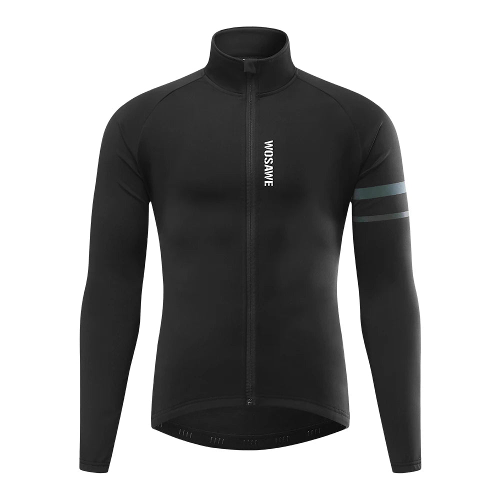 WOSAWE Men'sThermal Winter Cycling Jacket Fleece Lining Long Sleeve Jersey Windproof Running Riding Ciclismo Cycling Clothing