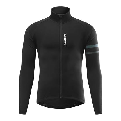 WOSAWE Men'sThermal Winter Cycling Jacket Fleece Lining Long Sleeve Jersey Windproof Running Riding Ciclismo Cycling Clothing