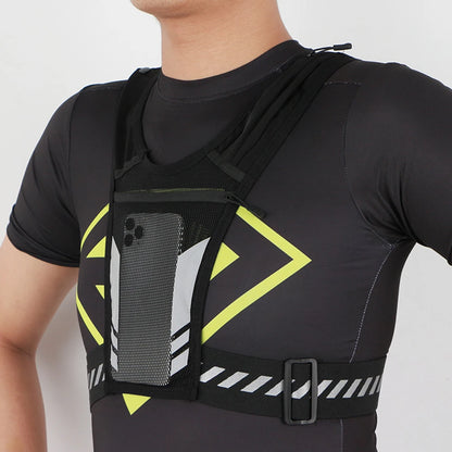 Reflective Running Phone Holder Vest for Men and Women, Jogging, Walking, Exercise,Gym, Workout, 1Pc Adjustable Strap Key Pocket