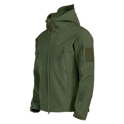 2024 new Multiple pockets Outdoor Sharkskin Softshell Rushing Jacket Suit Men's Fan Windproof Padded Mountaineering Jacket