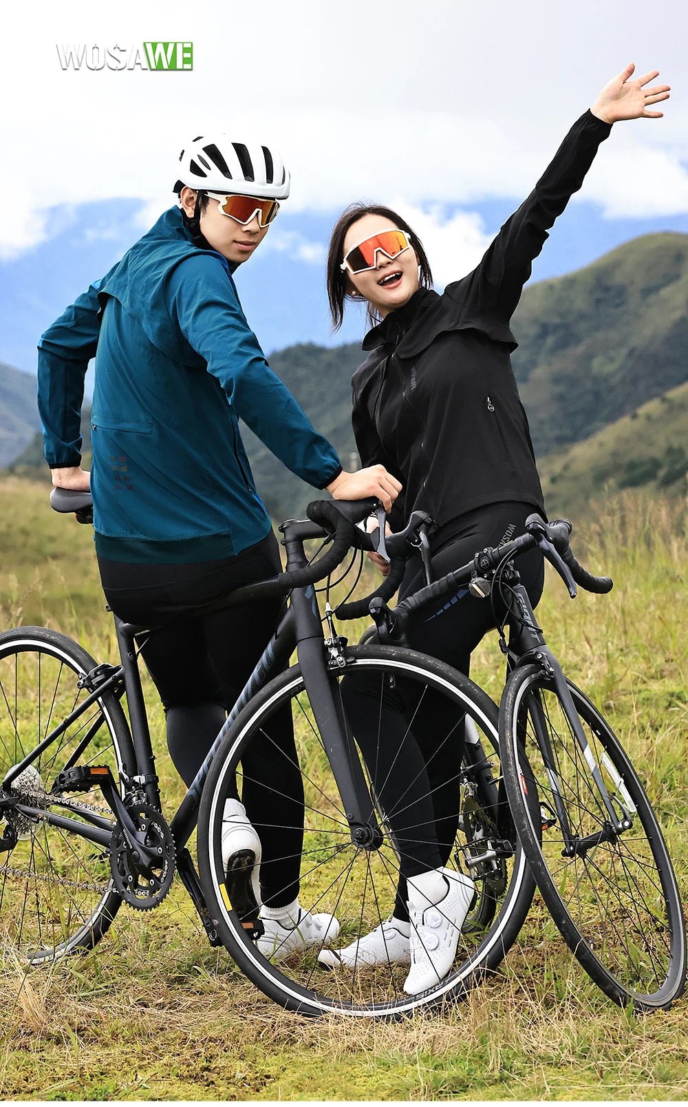 WOSAWE Windproof Waterproof Ultralight Cycling Jacket MTB Bicycle Long Sleeve Windbreaker Detachable Sleeveless Bike Coat