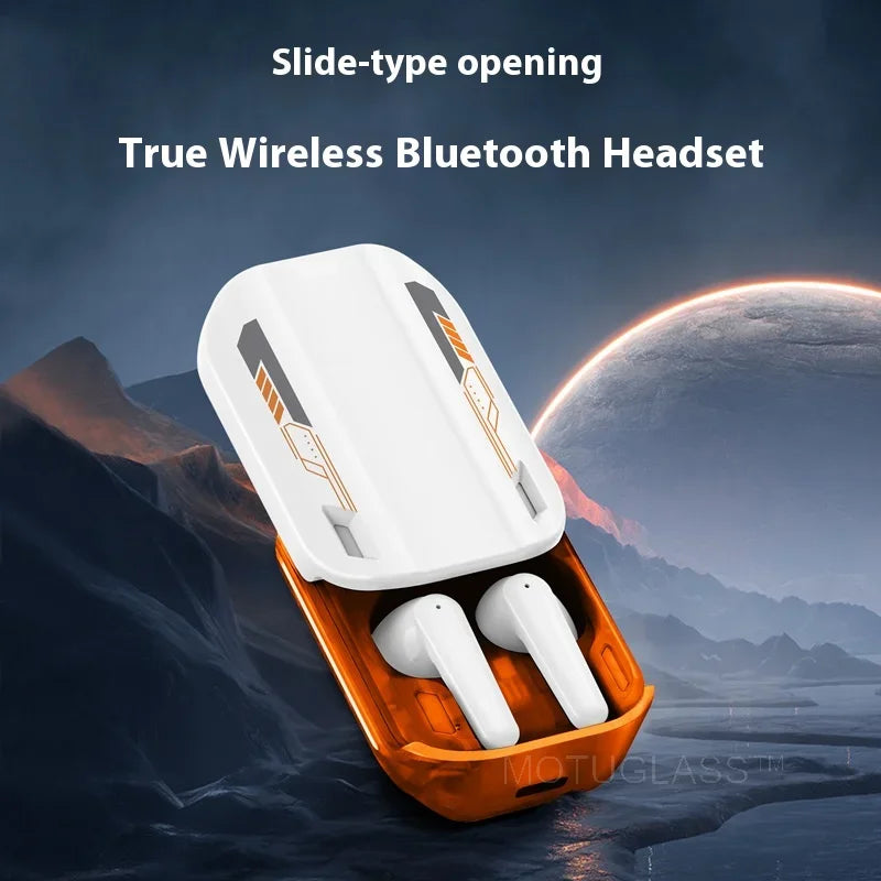 Magnetic Slide Wireless Bluetooth Earbuds Dual Track Long Battery Life Semi Transparent Sports Earphones for Running Gym Workout