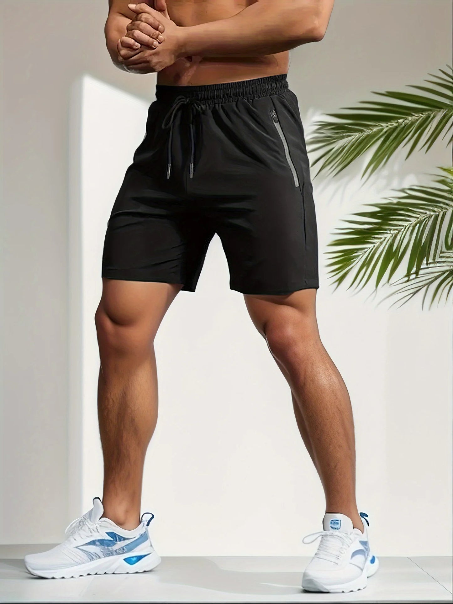 Men's Bottoms for Summer Gym Workout Running Cycling,Quick Drying Breathable Drawstring Waist Sports Shorts 2-0428