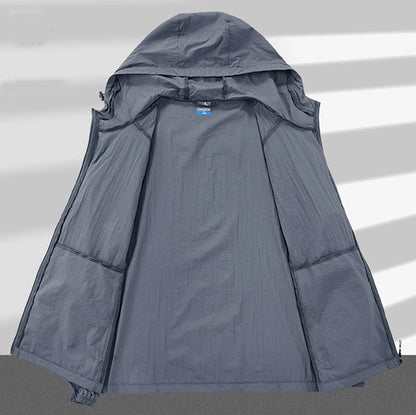 Summer Men Hiking Fishing Cycling Hooded Gym Sport Windbreaker Ultra Light Coat Men Outdoor Quick Dry Sun-Protective Thin Jacket