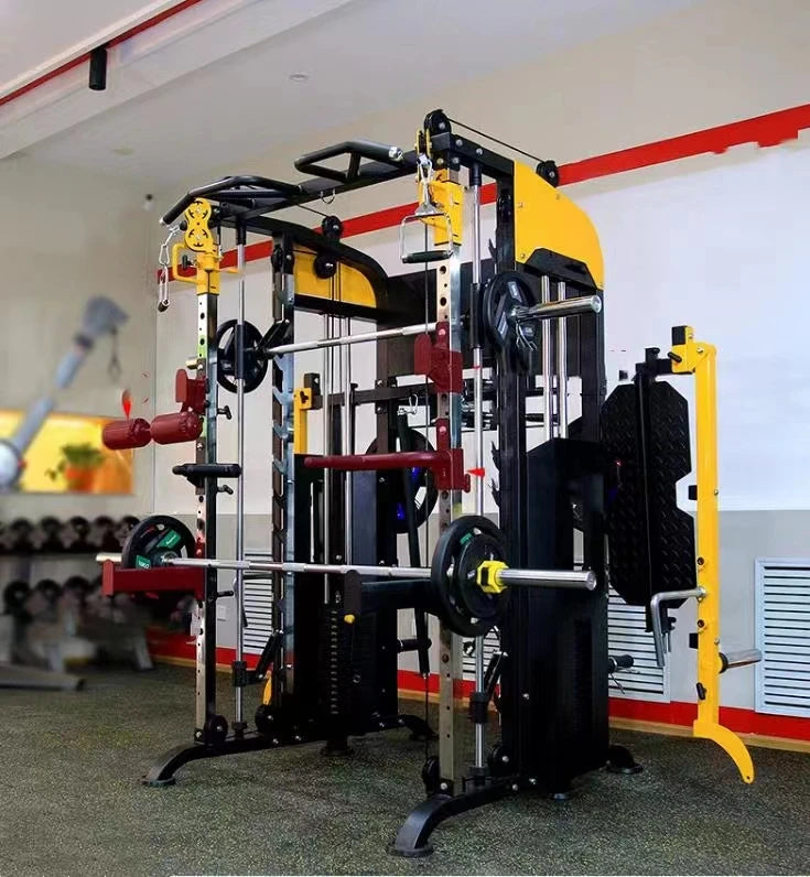 Fitness Equipment Multi Functional Smith Cable Machine Wall Functional Cross Over Trainer Half Squat Rack