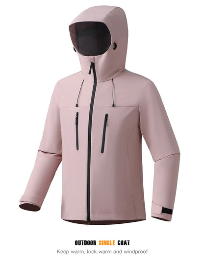 EUMERGX Unisex Waterproof Windbreaker Jacket - Single-Layer Raincoat for Hiking, Camping - Certified Moderate Rain Protection