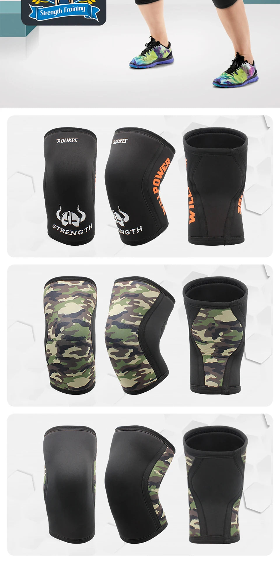 AOLIKES 1 Pair 7MM Knee Sleeves Support Injury Recovery - Neoprene Knee Brace Knee Support for Squats, Running & Gym Workout