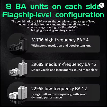 KZ AS16 Pro In Ear Earphones 16BA Balanced Armature HIFI Bass Monitor Headphones Noise Cancelling Earbuds Sport Headset