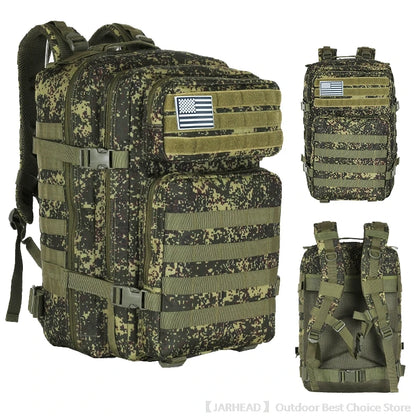 45L Tactical Backpack Outdoor Traveling Bag Fitness MOLLE Backpack School Pack GYM EDC Hiking Rucksack Witch Bottle Holder