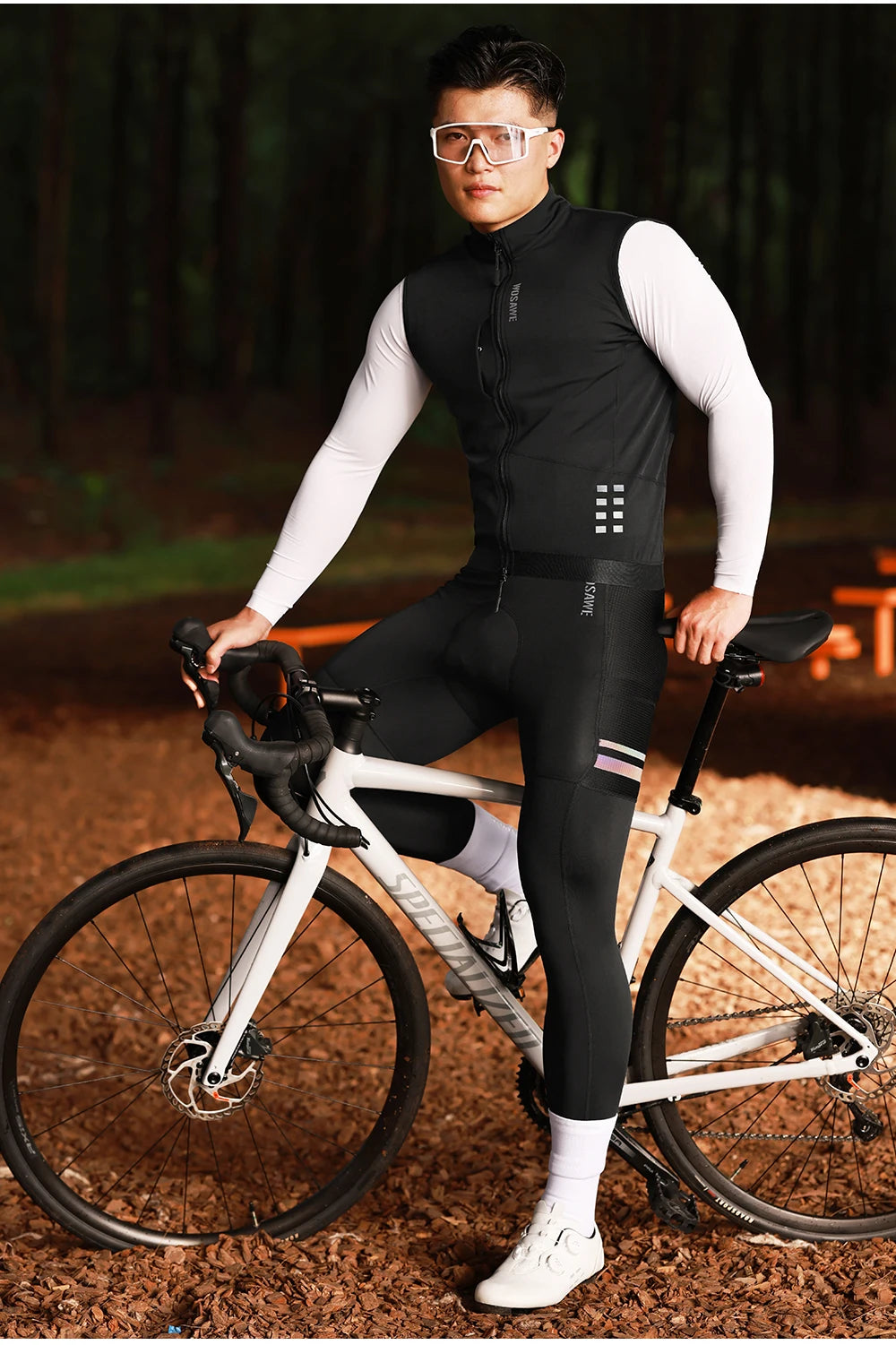WOSAWE Thermal Winter Cycling Vest Windproof Bike Jacket Sleeveless Windbreaker Back Pockets for Men and Women