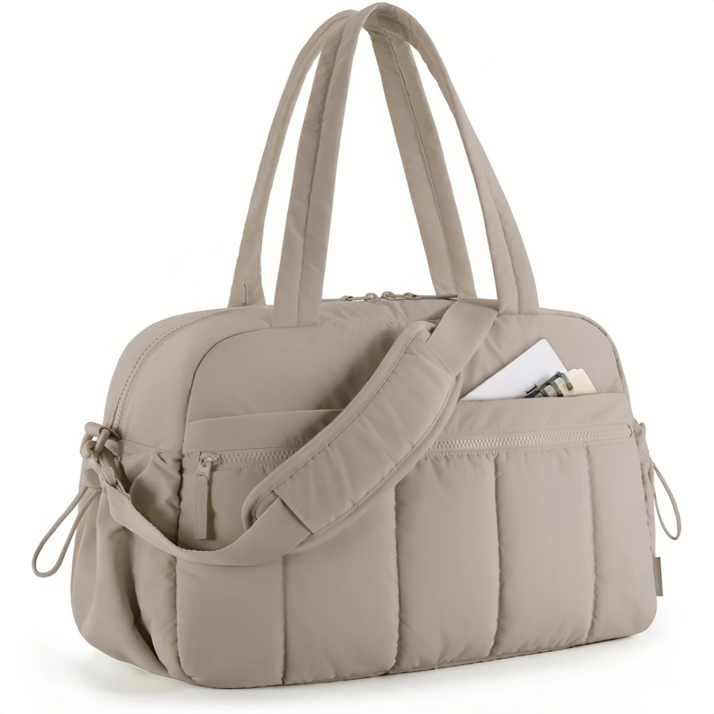 Expandable Travel Duffel Bag - Stylish oversized shoe compartment portable gym bag that folds lightweight duffle-tan