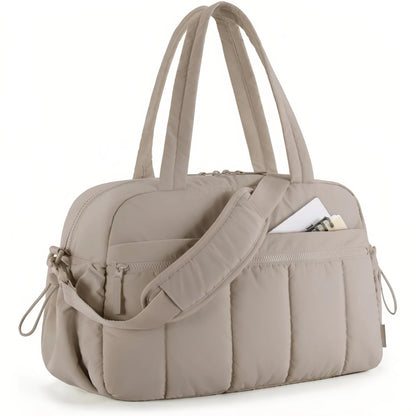 Expandable Travel Duffel Bag - Stylish oversized shoe compartment portable gym bag that folds lightweight duffle-tan
