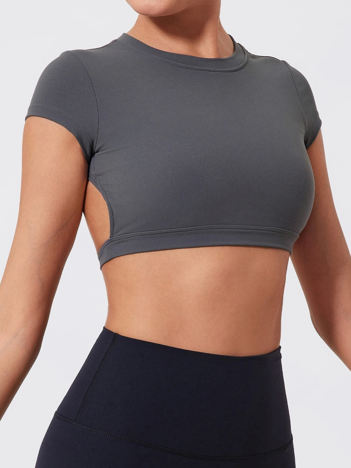 Hearuisavy Sports Shirts Workout Tops Fitness Activewear Female Quick-Dry Yoga Clothes Sport Crop Tops Backless Gym Top Women