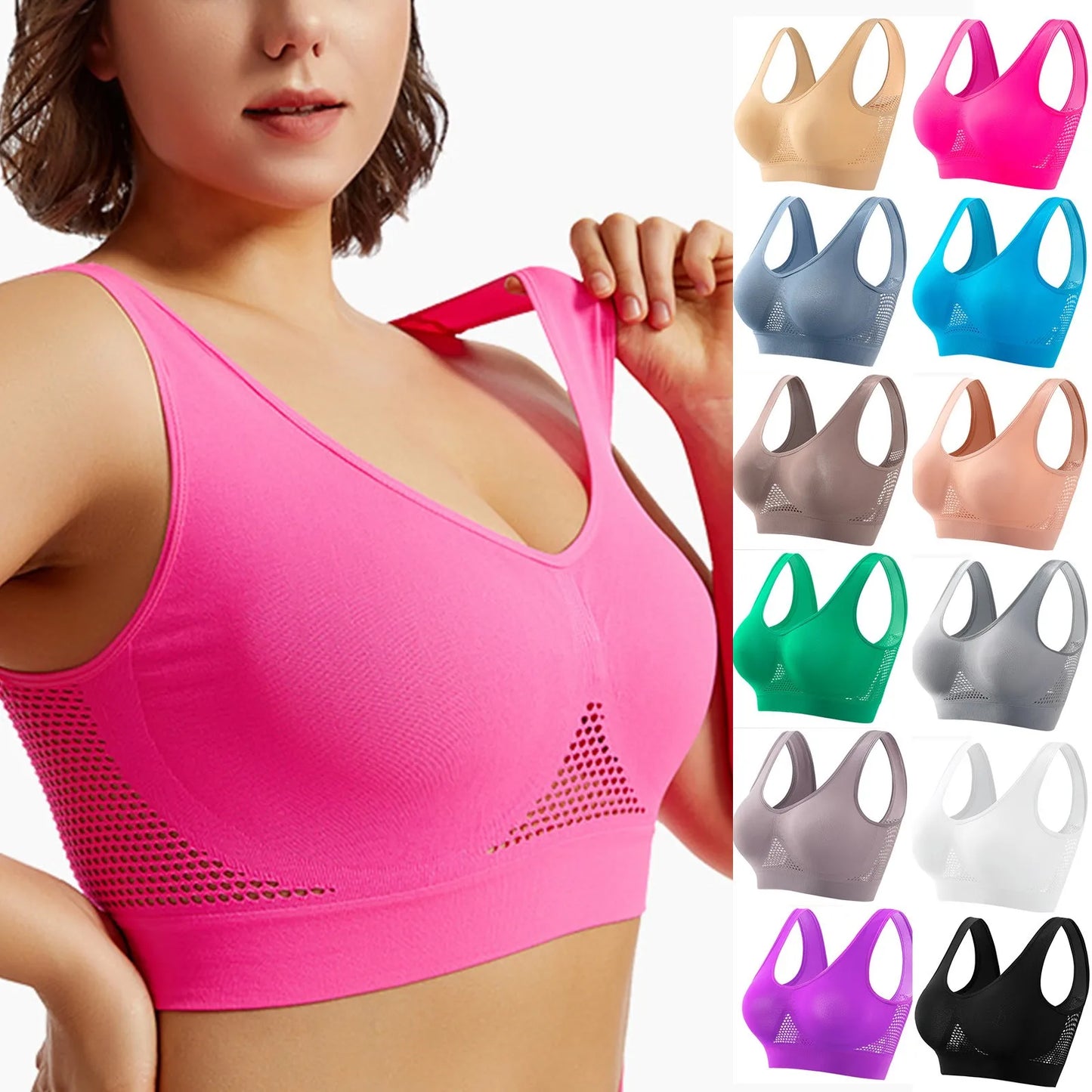 S-4XL Women Yoga Sport Bra Breathable Fitness Running Active Vest Padded Crop Tops Underwear gym Yoga top bras