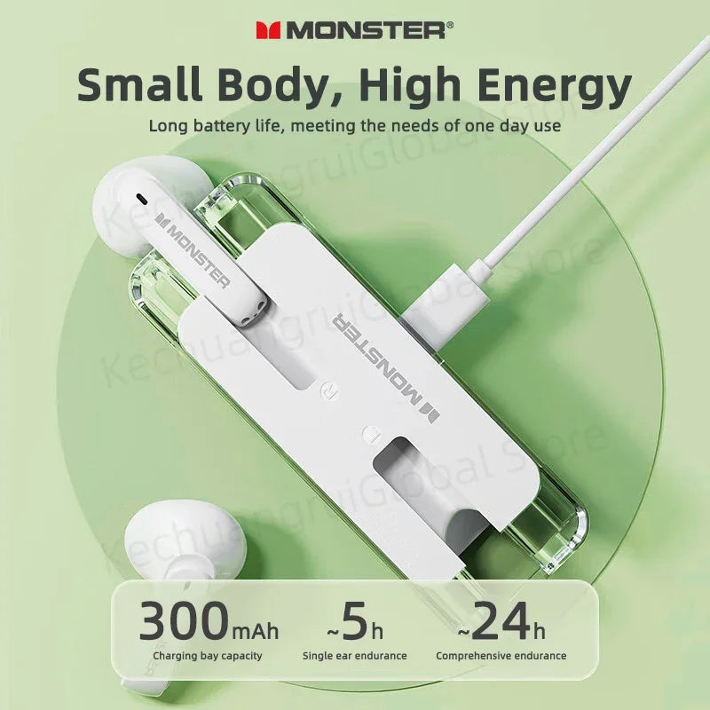 Monster XKT08 Earphone Bluetooth 5.3 Ture Wireless Earbuds Low Latency Noise Reduction Headphones Gaming Sports Headset With Mic