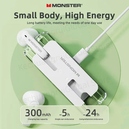 Monster XKT08 Earphone Bluetooth 5.3 Ture Wireless Earbuds Low Latency Noise Reduction Headphones Gaming Sports Headset With Mic