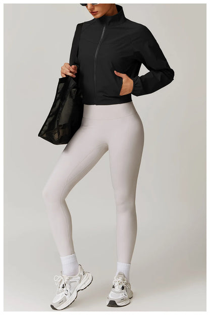Women's Jacket Long Sleeved Outdoor Fitness Coat Yoga Crop Tops Gym Clothes Sports Tops Jacket Yoga Shirt Workout Sweatshirts
