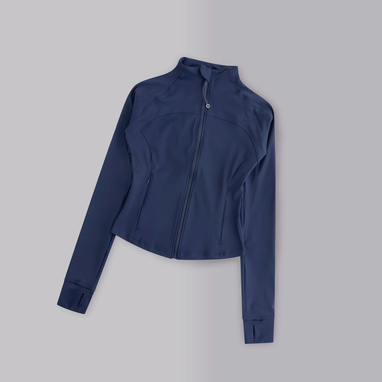 Gym Women's Full Zipper Yoga Top With Thumbholes Fitness Running Jacket Stretch Fit Long Sleeve Round Neck Top Sportswear