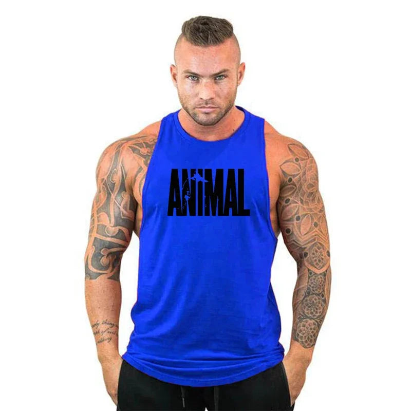 Animal Letter Gym Tanktop Men Fitness Clothing Men's Bodybuilding Tank Tops Summer Gym Clothing for Male Sleeveless Vest T Shirt