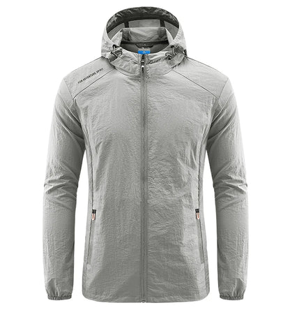 Summer Men Hiking Fishing Cycling Hooded Gym Sport Windbreaker Ultra Light Coat Men Outdoor Quick Dry Sun-Protective Thin Jacket