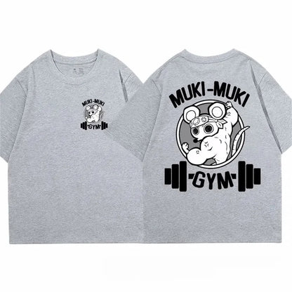 Demon Slayer Uzui Tengen Print T-shirt Men Summer Japanese Anime Funny Ninja Mice Muki Muki Gym T Shirt Muscular Mouse Clothing