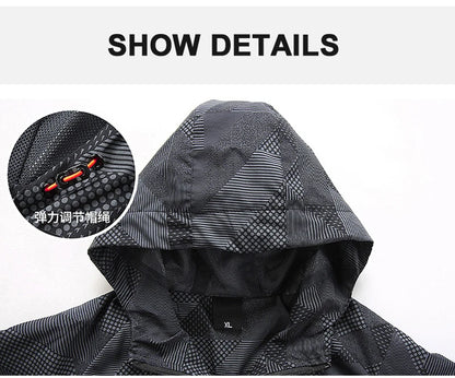 New Summer Men Hooded Jackets Anti-UV Hooded Trekking Jogging Long Sleeve Windbreaker Wear-resistant Mountain Coat Jacket Hombre