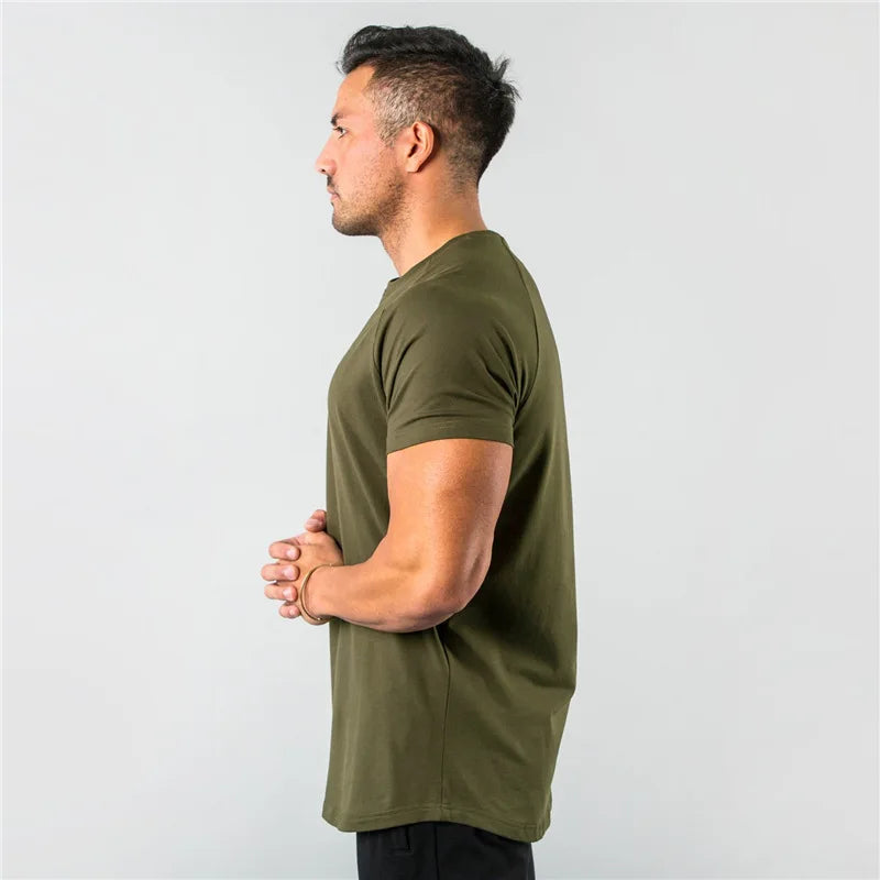 T Shirt Men Casual Short Sleeve Muscle Joggers Bodybuilding Tshirt Male Gym Fitness Tops Tee Streetwear Slim Fit Summer T-shirt