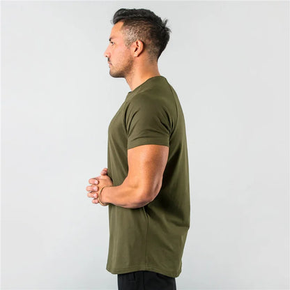 T Shirt Men Casual Short Sleeve Muscle Joggers Bodybuilding Tshirt Male Gym Fitness Tops Tee Streetwear Slim Fit Summer T-shirt