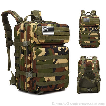 45L Tactical Backpack Outdoor Traveling Bag Fitness MOLLE Backpack School Pack GYM EDC Hiking Rucksack Witch Bottle Holder