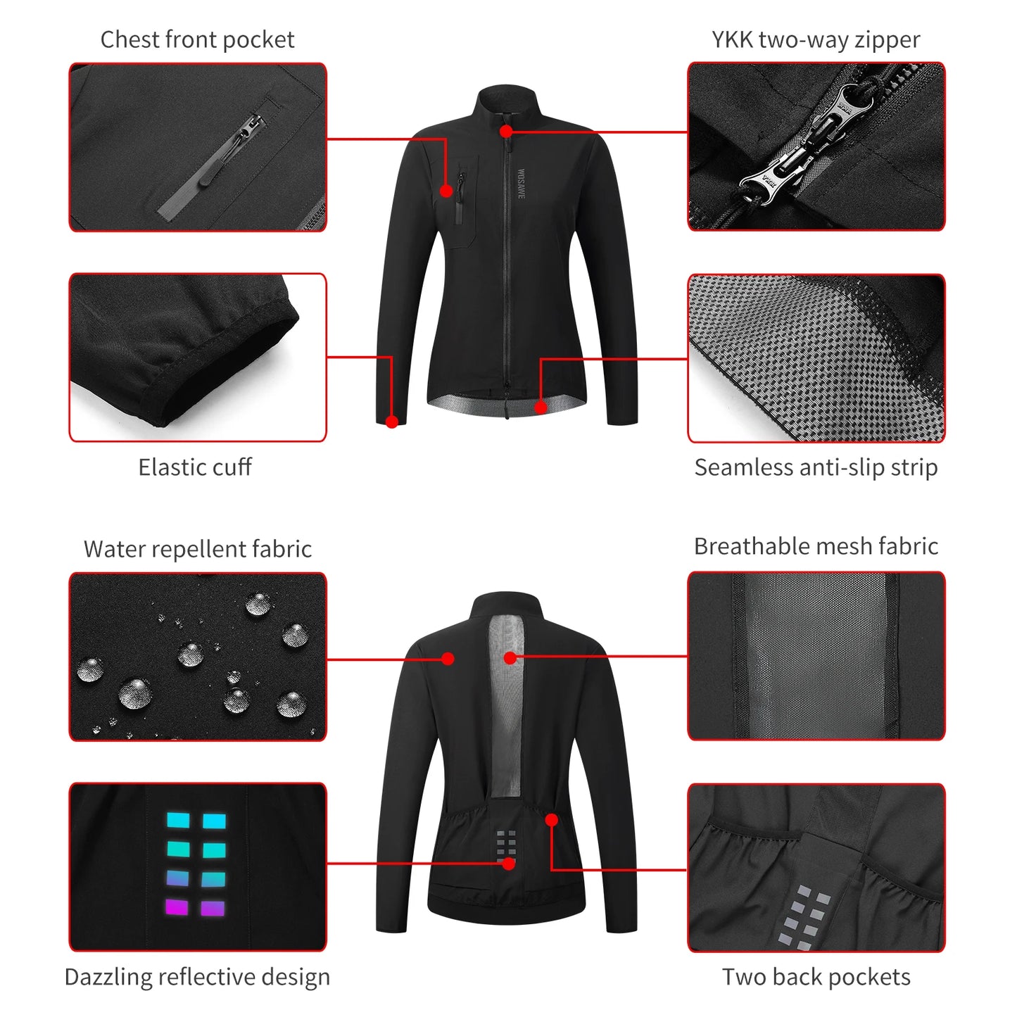 WOSAWE Cycling Team Ultralight MTB Bike Jackets Casual Women's Windbreaker Anti-UV Riding Jacket Bicycle Clothing