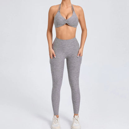 Sexy 2PCS Yoga Set Gym Suits with Shorts Crop Top Sports Bra Women Tracksuit Shorts 2 Pieces Running Clothing Fitness Clothing
